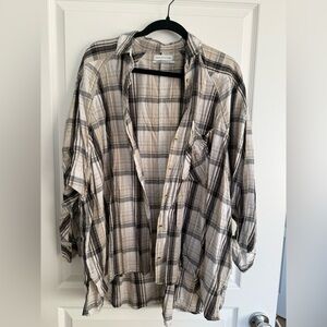 Urban Outfitters Plaid Button Down - Black and Cream